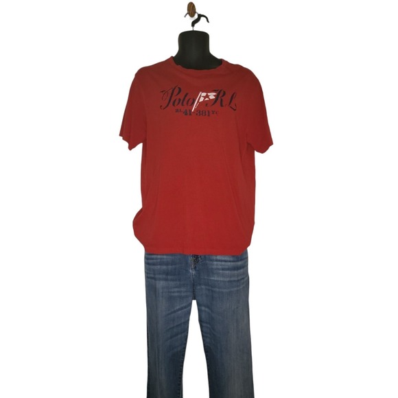 Polo Ralph Lauren Other - Polo Ralph Lauren Tshirt Men Sz XL 18 - 20 Short Sleeve Big Logo Red Casual Tee